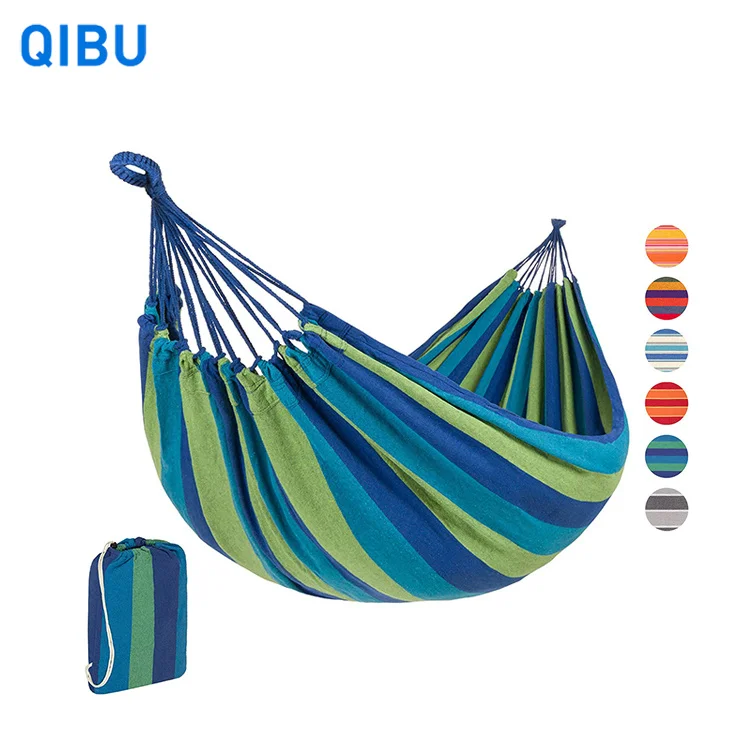 QB21 Qibu 2021 Durable Top Quality wholesale Price hammock chair Travel cotton double Camping Swing Hammock