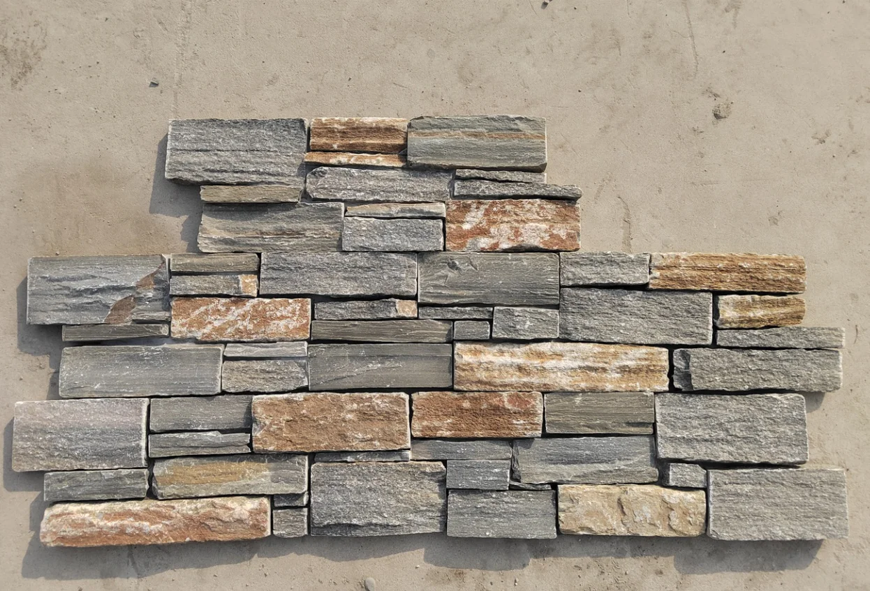 Popular grey nature stone panels  wall cladding