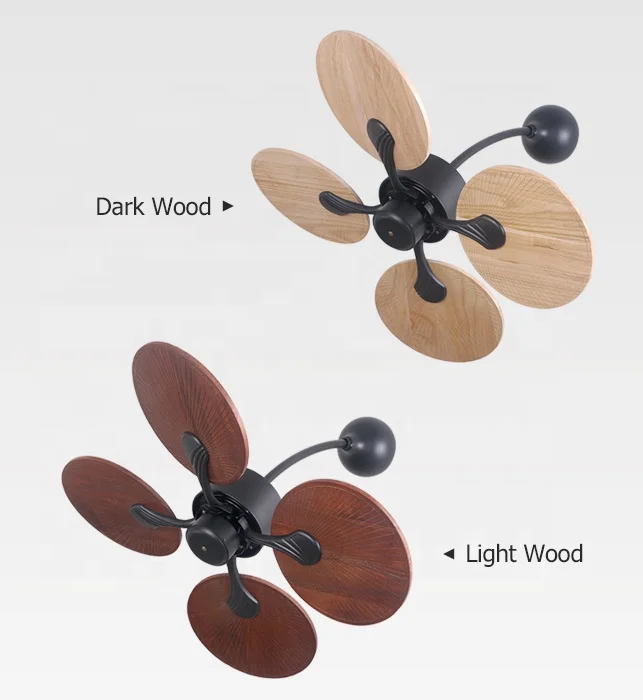 Luxury palm leaf design wall fan 4 pcs solid wooden blades fan energy saving ceiling fan with remote control