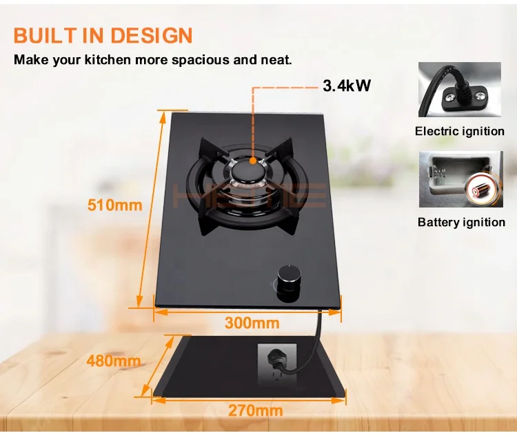 Hot selling fabricante de estufas de gas 30cm glass top stove 2 burner built in gas cooktop