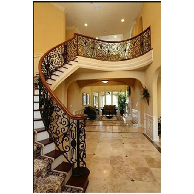 Iron Spiral Staircase Handrail for Villa Steel Metal Stairs with Elegant Wrought Iron Railing