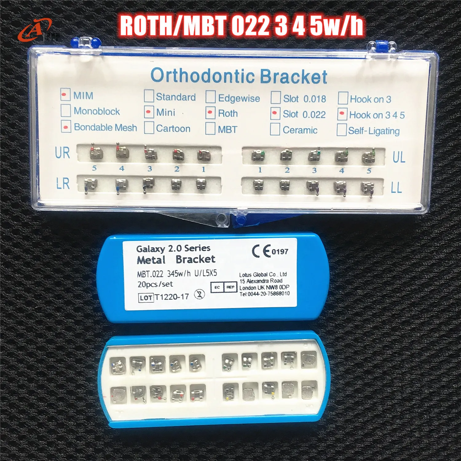 Dental Orthodontic Brackets MBT Metal Bracket 022 345W/H