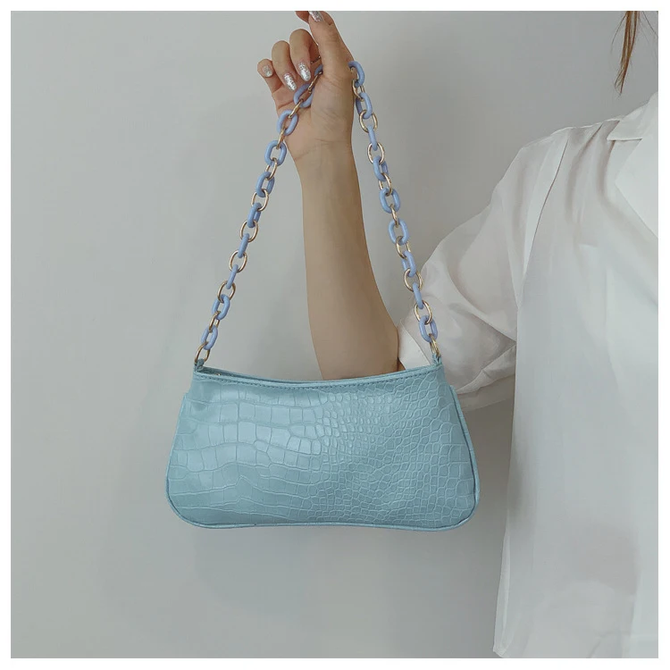 2021 Luxury Crocodile Pattern Crossbody Bags Mini PU Leather Shoulder Bag Women Chain Designer Armpit Bags Female Phone Handbags