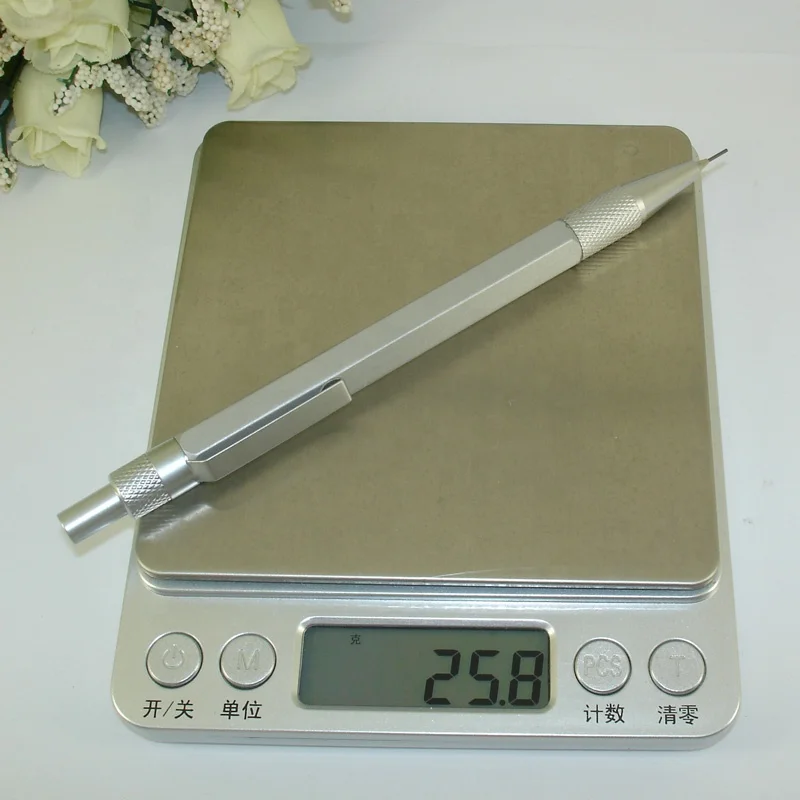 Металлический серебристый механический карандаш ACMECN 0 5 мм с компьютерным гравировкой кликом нажатием шестигранный алюминиевый милый автоматический