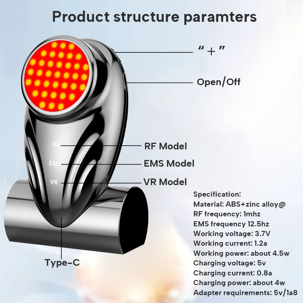 High quality rf 3-in-1 face slimming Red light Eye Beauty Device Personal skincare Radio Frequency Face Lift Machine