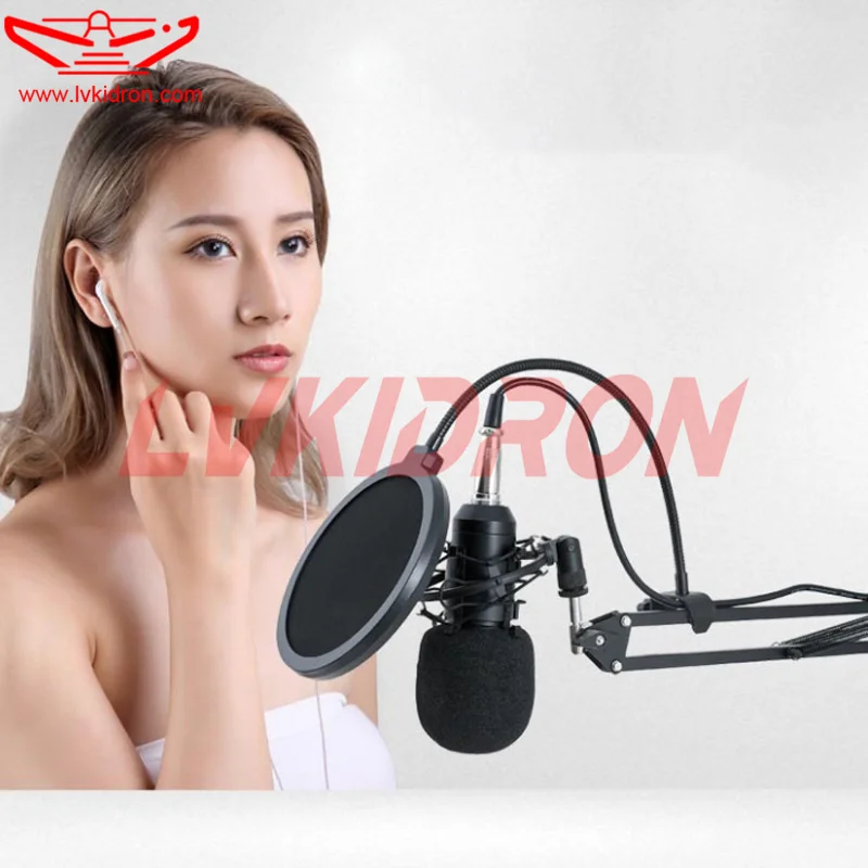 Live microphone stand set large diaphragm condenser microphone microphone voice network with goods K song