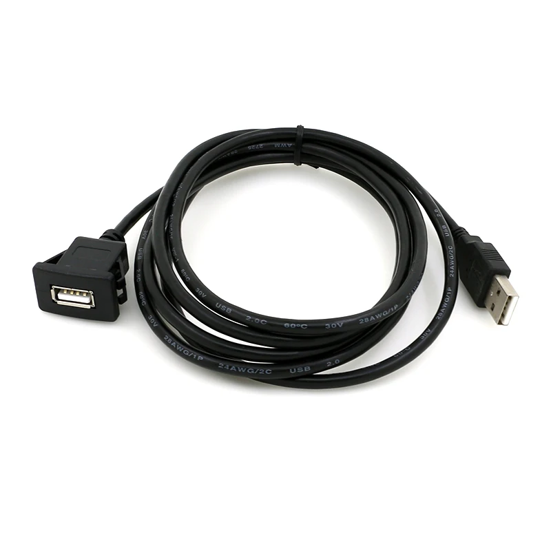 1meter USB single port Square 2.0 male to female  data cable USB Car Front Panel  Mount cable