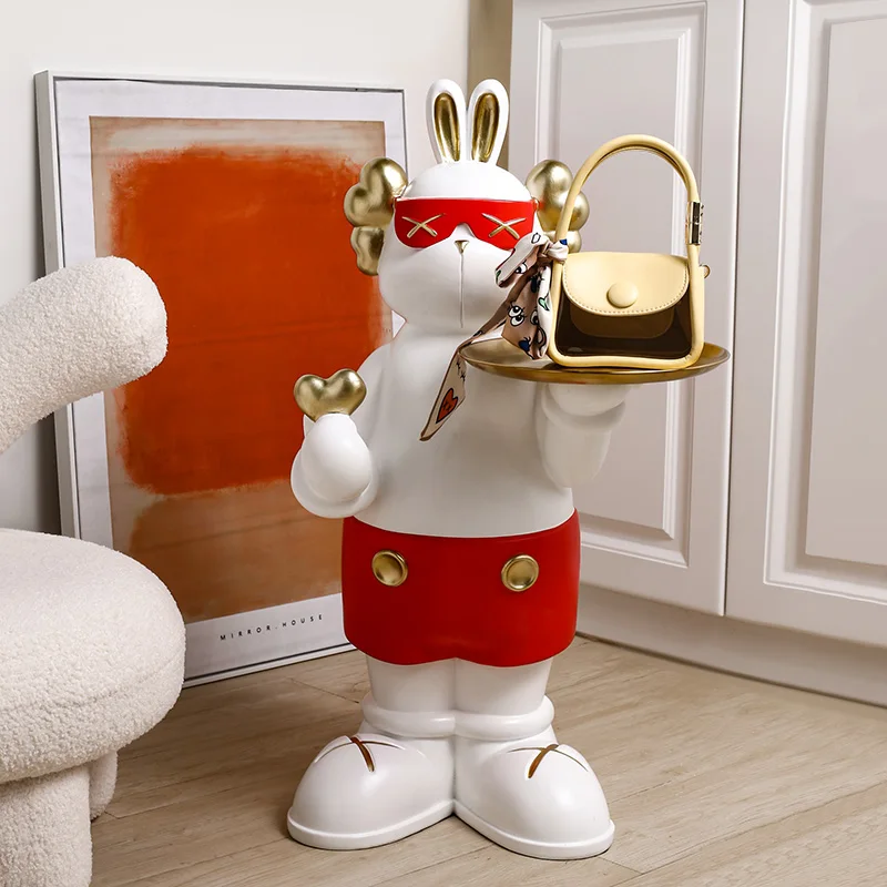 Novel fashion trend four ears bear than heart storage decoration large floor decoration animal tray home decoration