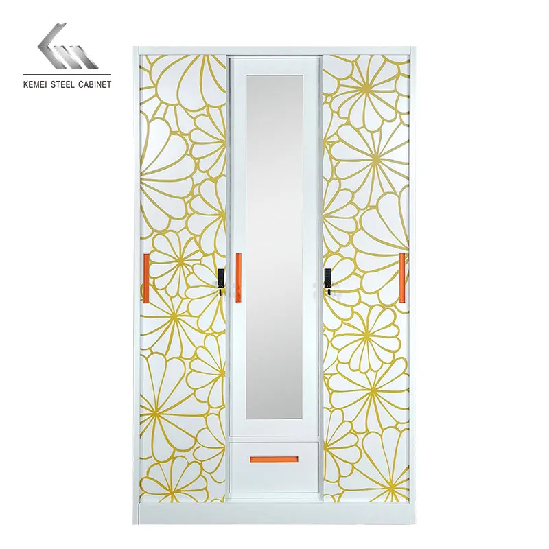 Metal almirah with locker and mirror metal locker wardrobe godrej 3 doors steel almirah locker  with safe box lock