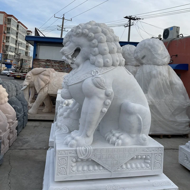 Garden Decor Foo dog Animal carvings stone nature marble limestone outdoor lion statue
