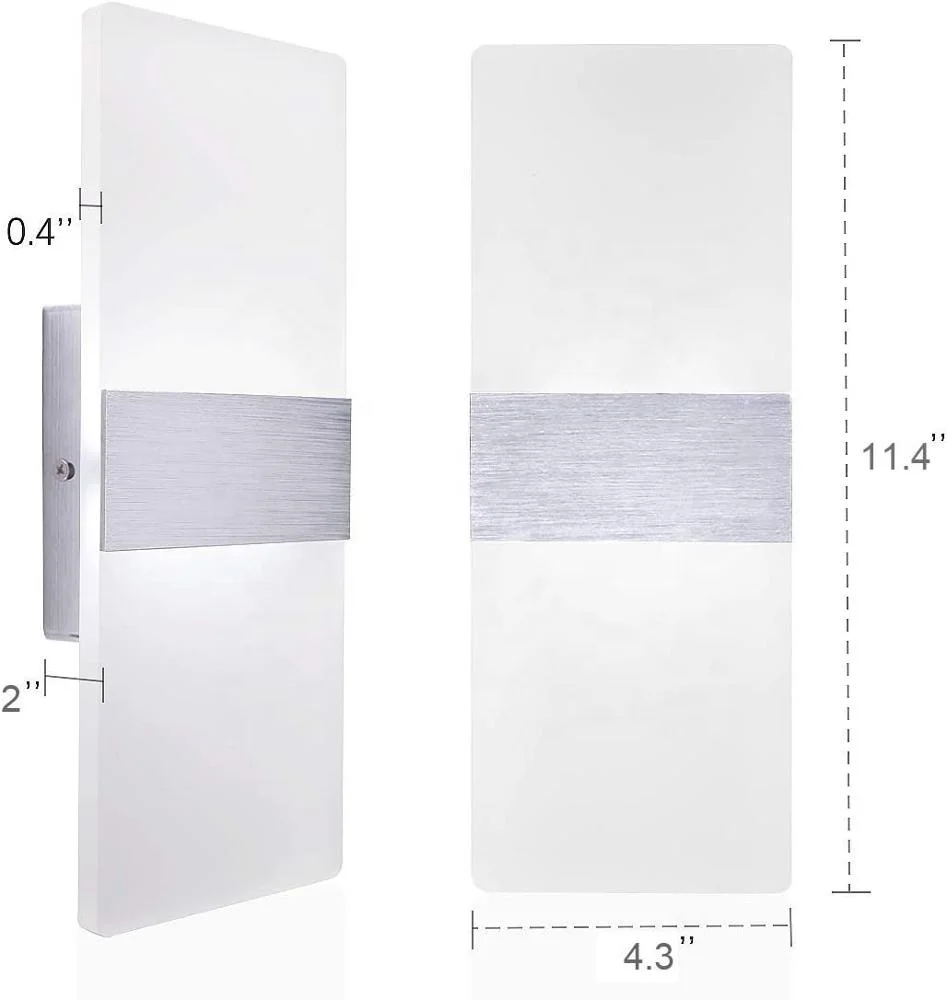 
Комнатная светодиодная настенная лампа 12 Вт, 220 В переменного тока/в, прямоугольный акриловый абажур, бра, украшение для спальни, настенные светильники 