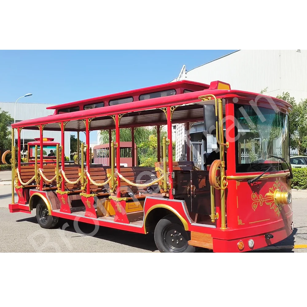 Трамвай, поставка от производителей, парк развлечений, аттракционы, туристический автомобиль, электрический трамвай, маршрутный автобус, троллейбус, Электрический экскурсионный автомобиль для продажи
