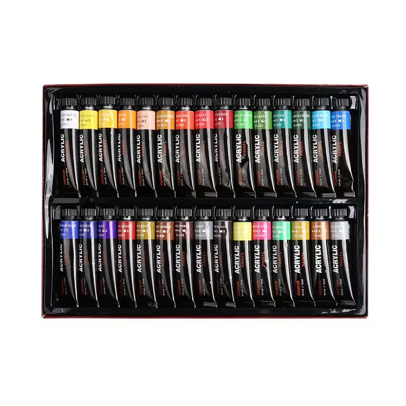 24 Colours 12ml Artist Grade Manufacturer OEM Private Logo Painting Acrylic Colors Set