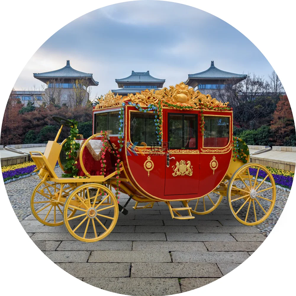 High Quality 4 Wheels Horse Cart Marathon Horse Carriage For Sale Luxury Wedding Horse Drawn Carriage
