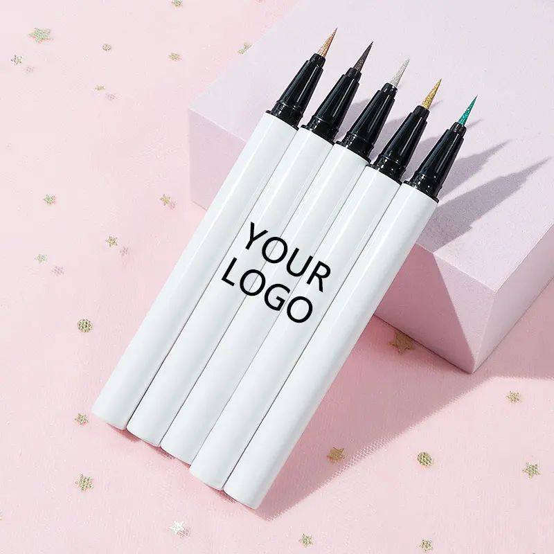 Vegan Cosmetics Private Label Cosmetics Colored Glitter Liquid Eyeliner Pencil Pen Custom Silver Blue Diamond Glitter Eyeliner