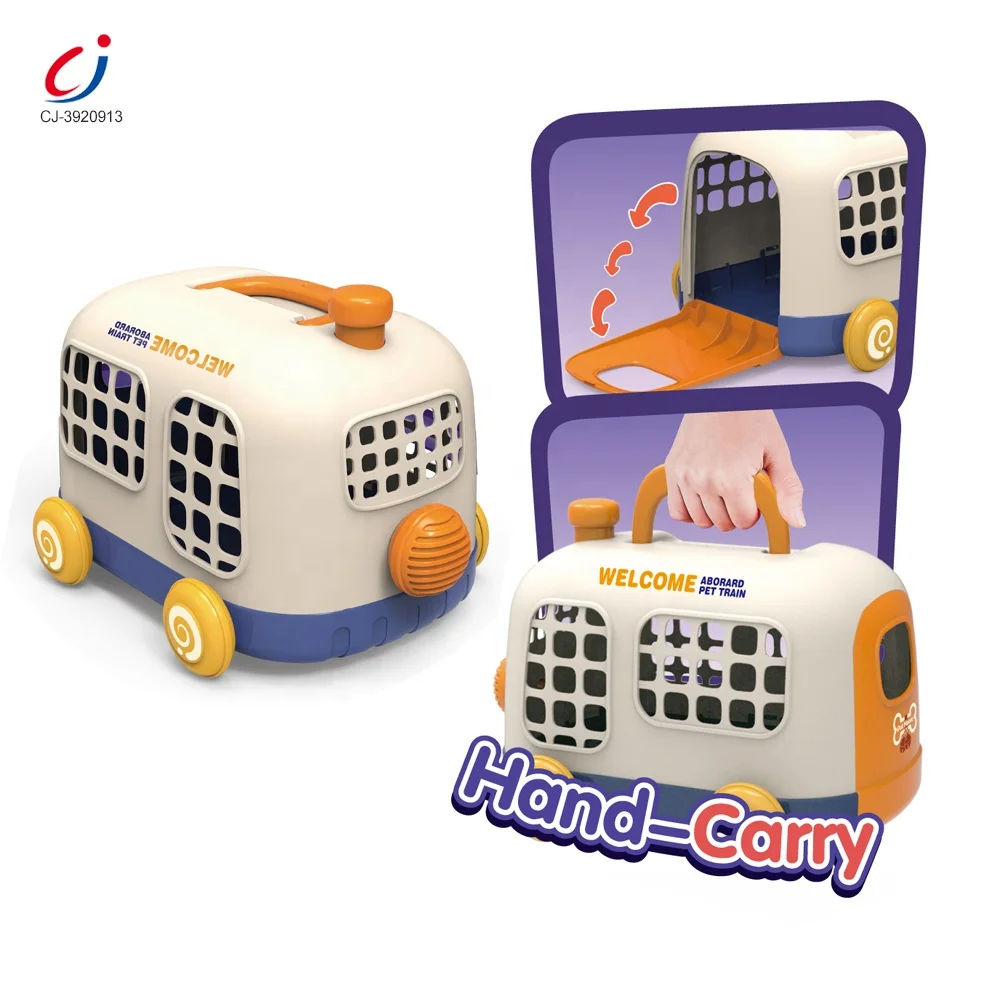 Chengji portable plastic cage kids pretend play care tool feeding plush toy pet doctor simulation dog