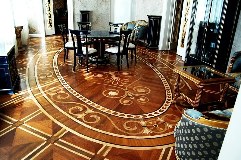 Large Size Pattern Custom Maple Walnut  Engineered Wood Inlay Parquet Flooring