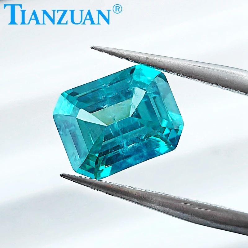 Paraba color Yttrium Aluminum Garnet Cultivated Tsavorite with inclusions emerald Shape artificial gem stone
