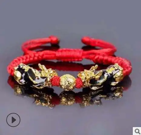 Unisex  Wristband Wealth Health Good Luck Charm Pixiu Bracelet  Feng Shui Red Rope Braided Bracelet for Women Men