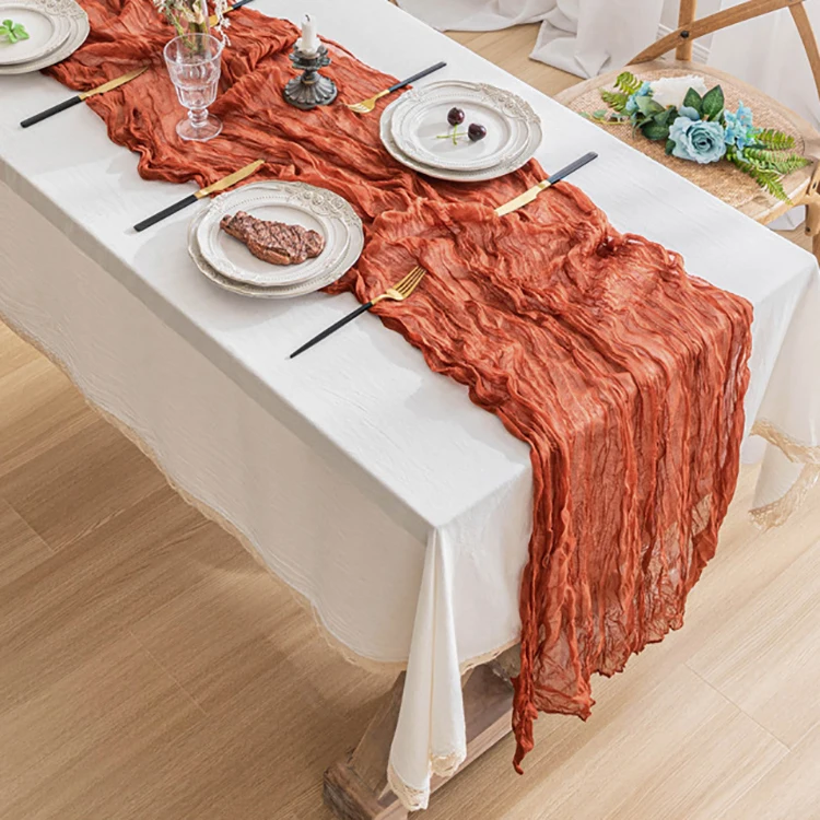 Wholesale Modern Popular Hotel Party Wedding Christmas Festival Decorative Table Runner Cheesecloth Wedding Arch Gauze Fabric
