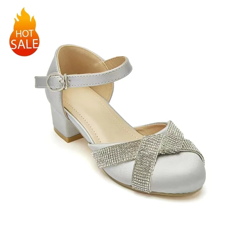 Quality Assurance Girls PU Leather High Heels Girls Soft Sole Princess Wedding Shoes