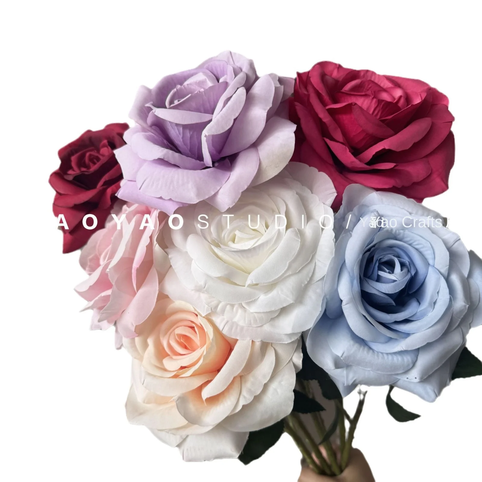 Large Single Simulation Rose 13cm Diameter Home Decorative Window artificial Flower Christmas Wall Accent with Stem