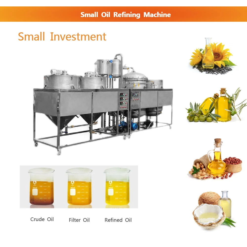 Small Edible Crude Oil Refining Equipment Mini Oil Refinery Machine Small Scale for Oil Plant