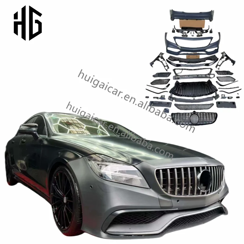 Upgrade 2018 Cls63 AMG Style Body Kit Front Rear Bumper Grill Assembly For Mercedes Cls W218 PP Materials