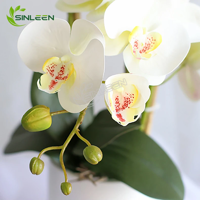 Orchid Flower Phalaenopsi Silk Plant With Pot Real Touch Decor Faux High Quality Decorative Artificial Flowers