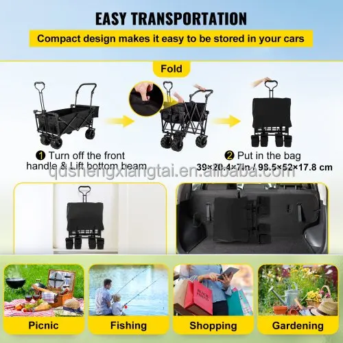 Foldable Trolley Push pull wagon stroller wagon folding wagon with canopy for kids