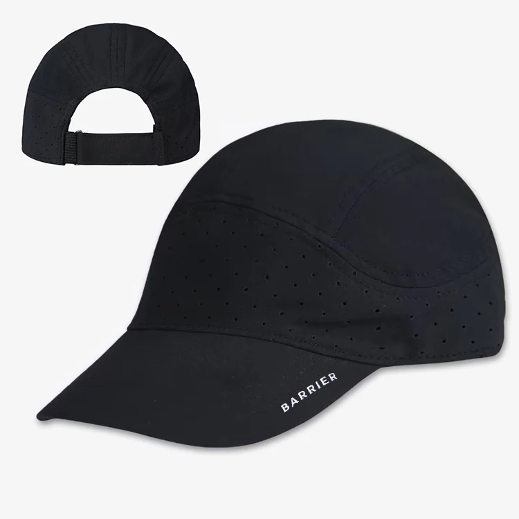 Qianzun Out Door Running Hat Laser Cutting Hole Drilled 5 Panel Dad Cap Waterproof Performance Baseball Hat cap