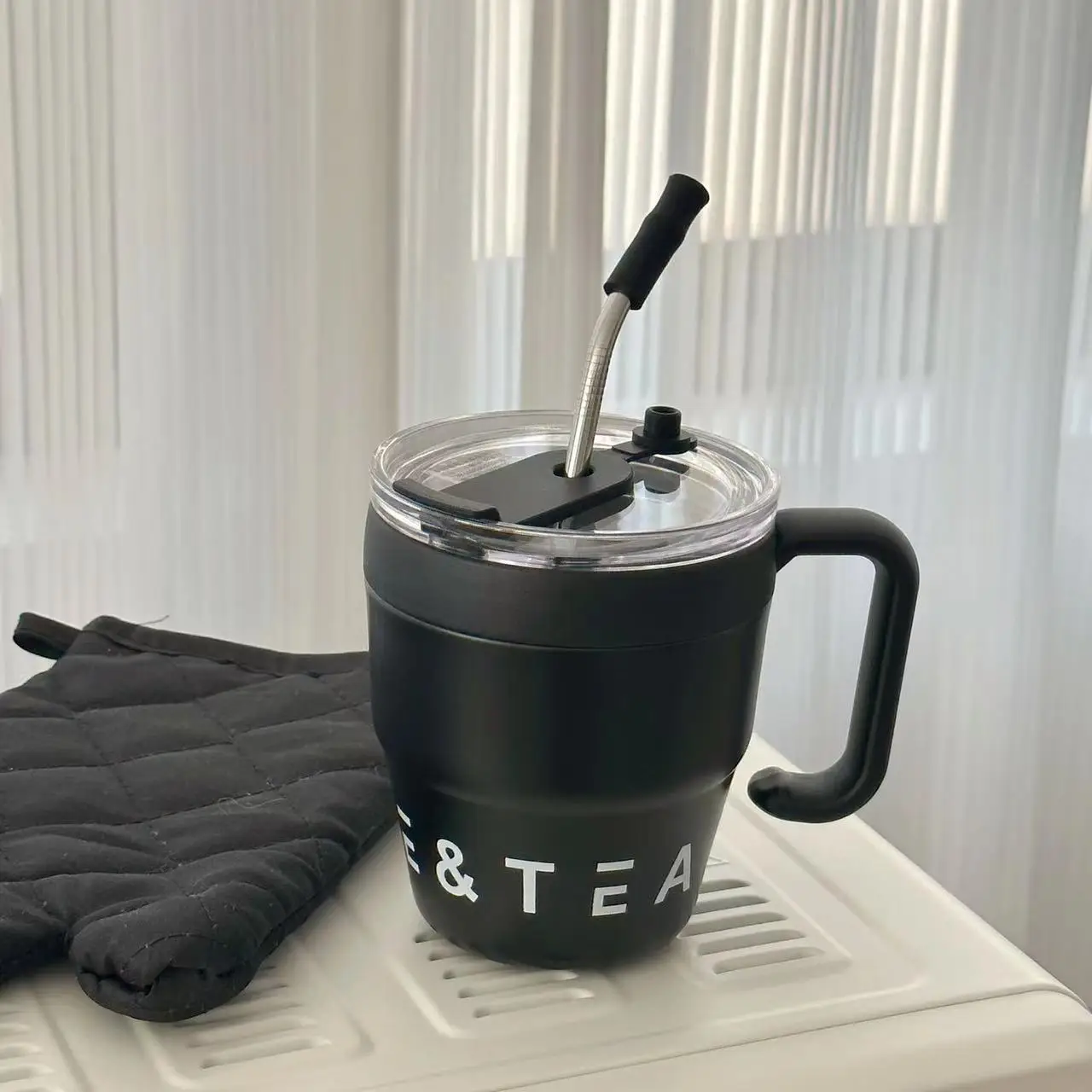 Cup Stainless Steel Straw Cup Double Drink Coffee Tumbler Cup Portable Mug coffee tumbler with handle and lid