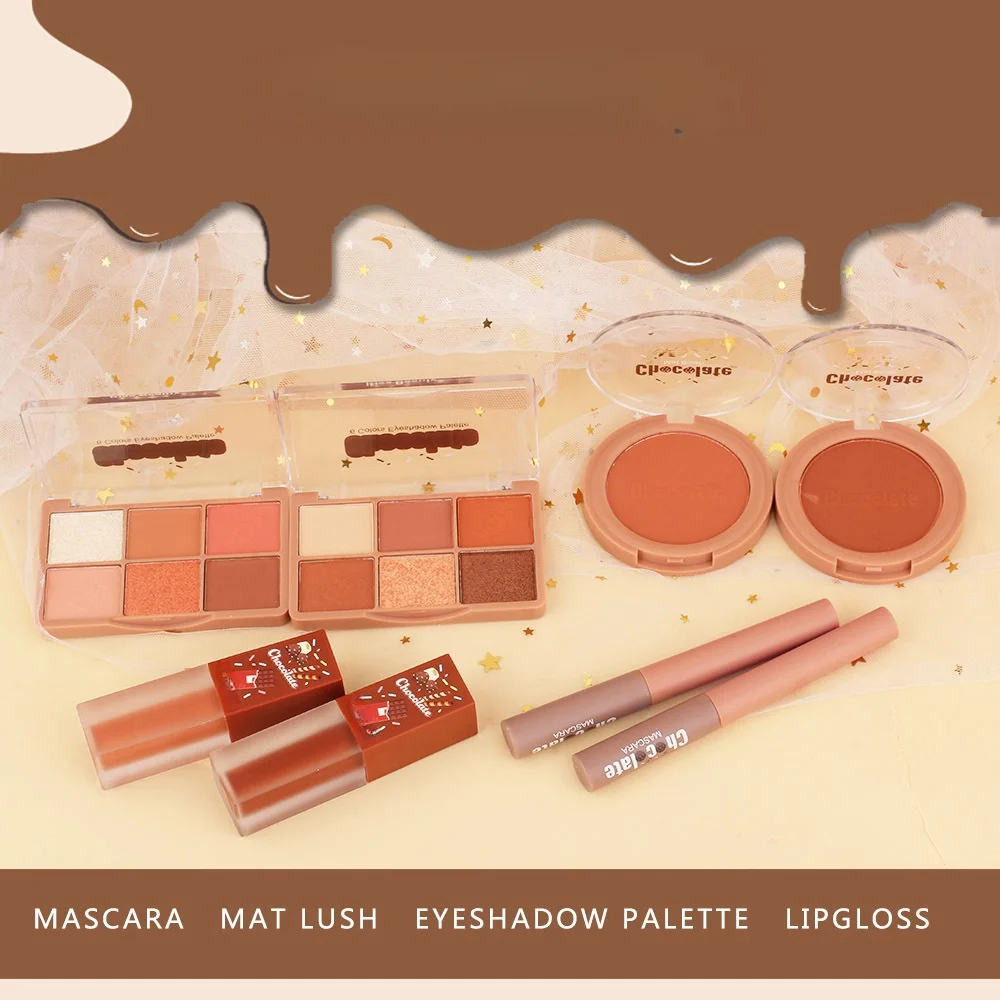 Hot Selling Private label Cosmetics Makeup Set Mascara Lip Gloss Blush Eyeshadow Kit 5 in 1 High Quality