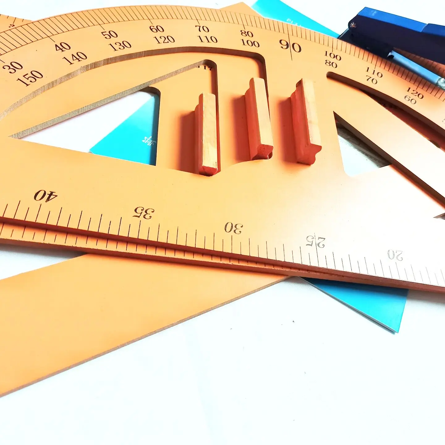Wooden Ruler Semicircular Protractor For Teaching Tools Set
