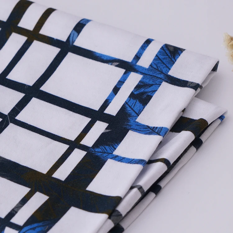 Textile factory direct digital printing cotton fabric plaid printed fabric knitted