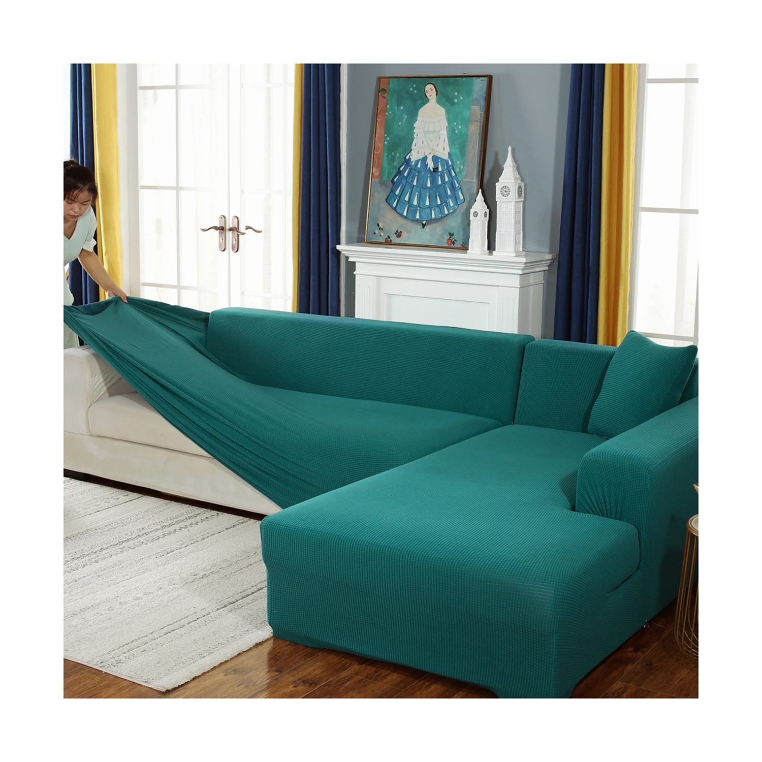 Cheap Light Color Polar Fleece Plush Stretch Sleeper Sofa Cover