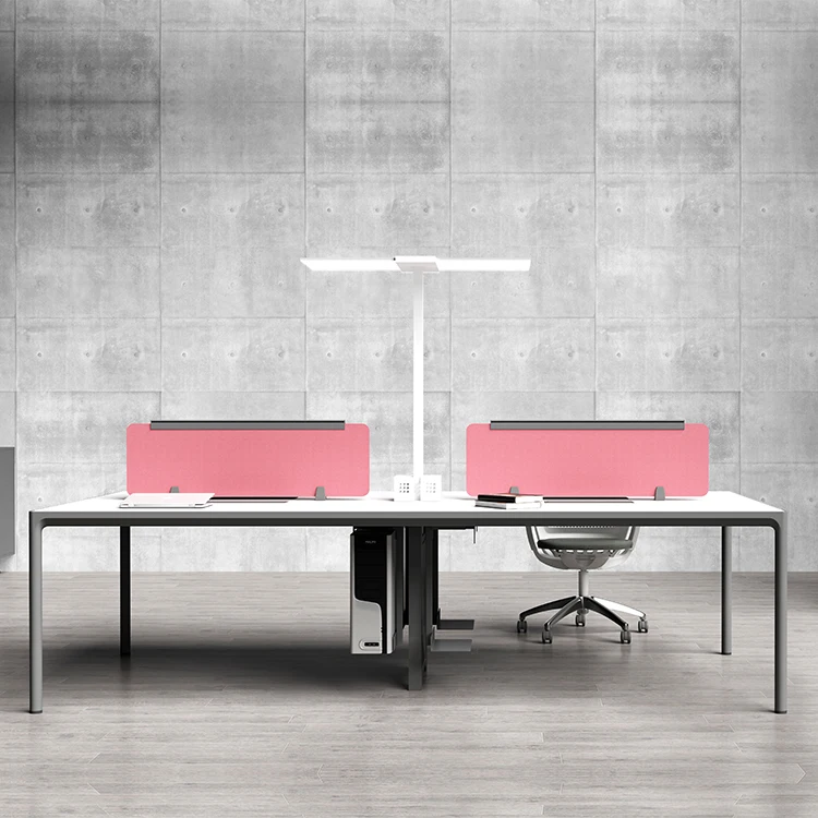 Modern 4 Person Office Furniture Creative Staff Office Desks And Chairs With Station Screen Partition And Light