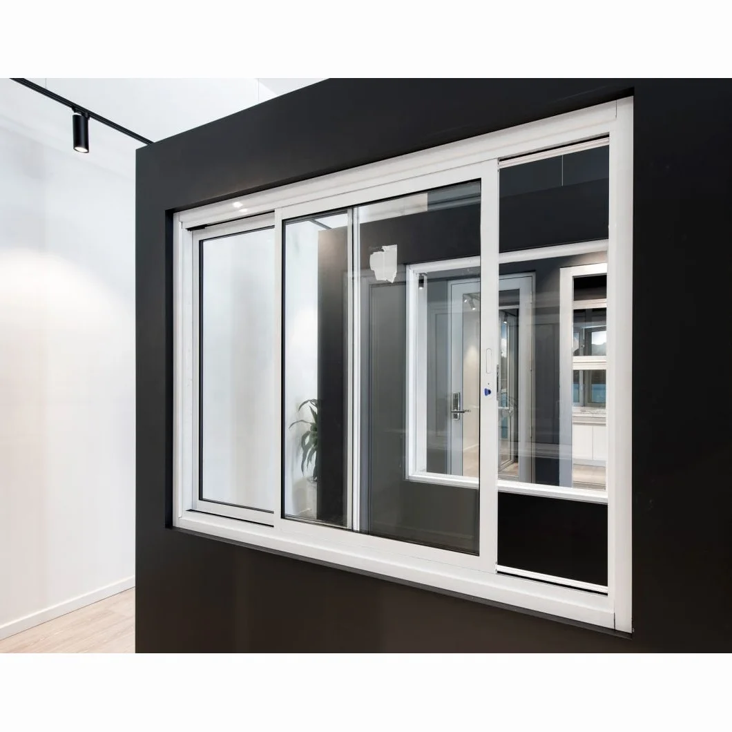Germany Top Brand UPVC PVC Profile Sliding Window White Plastic Sliding Window Exterior Sliding Glass 4 Panels Patio Windows