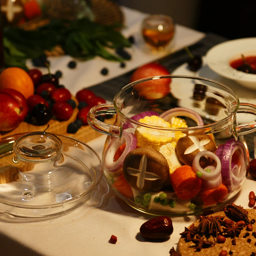 Drum Shape 2.5L Cooking Pot High Borosilicate Glass Christmas Day Home or Business Kitchenware Hot Sale in 2024 Custom Designs