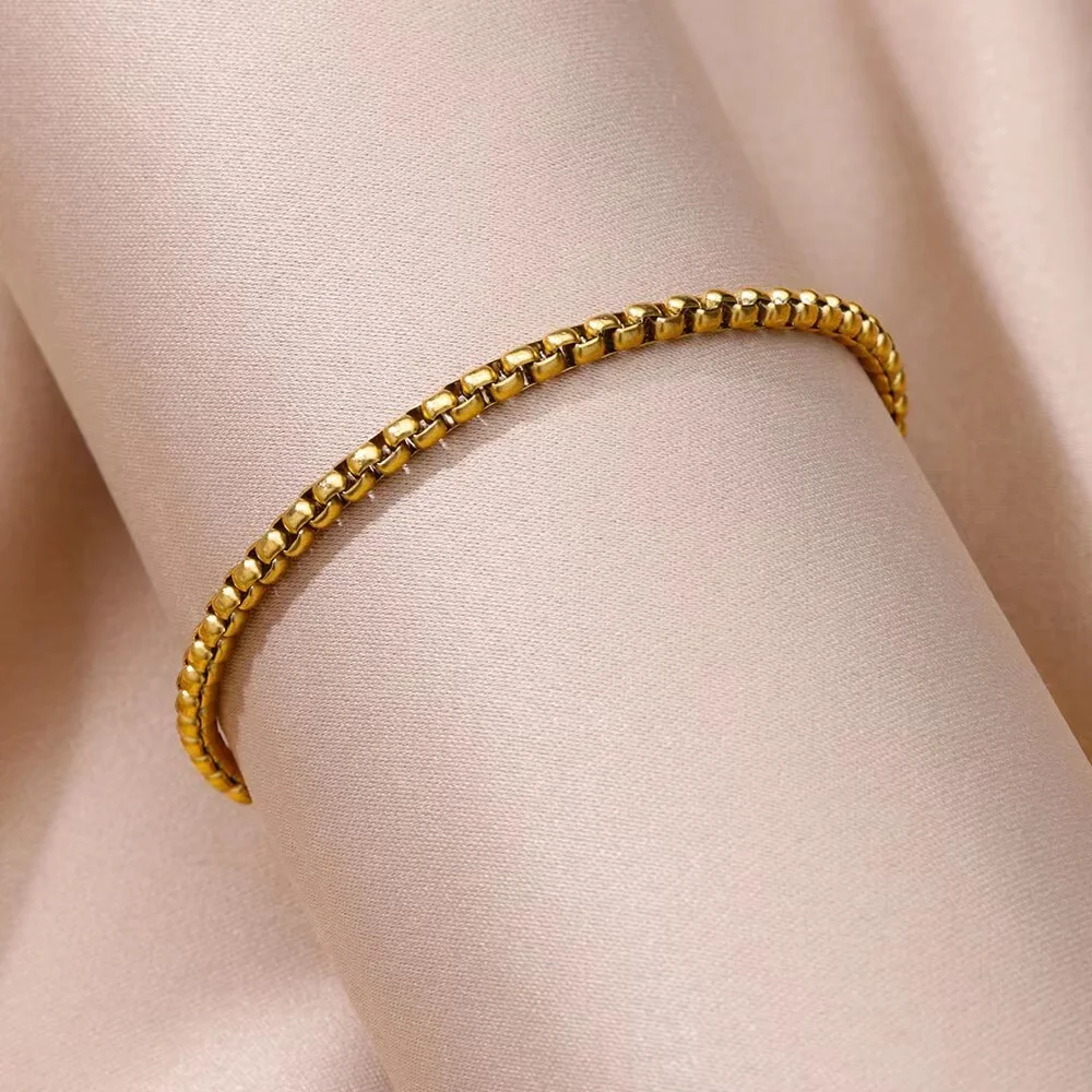 Stainless steel anklet 18K gold non-fading blade chain Ferro chain anklet gold anklets for girl