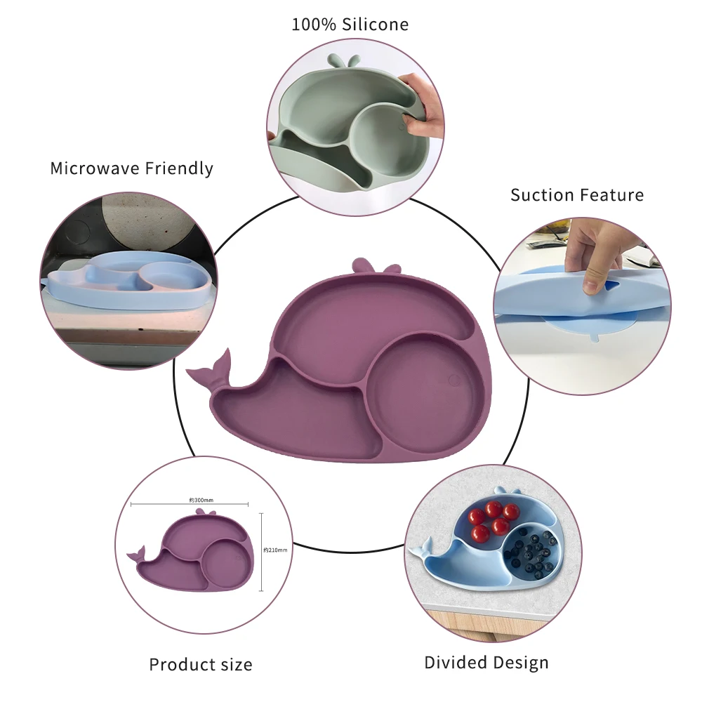 Factory Direct Sales Can Be Customized Anti Fall Easy to Clean Food Grade Silica Gel Plate Baby Special Feeding Tableware Set