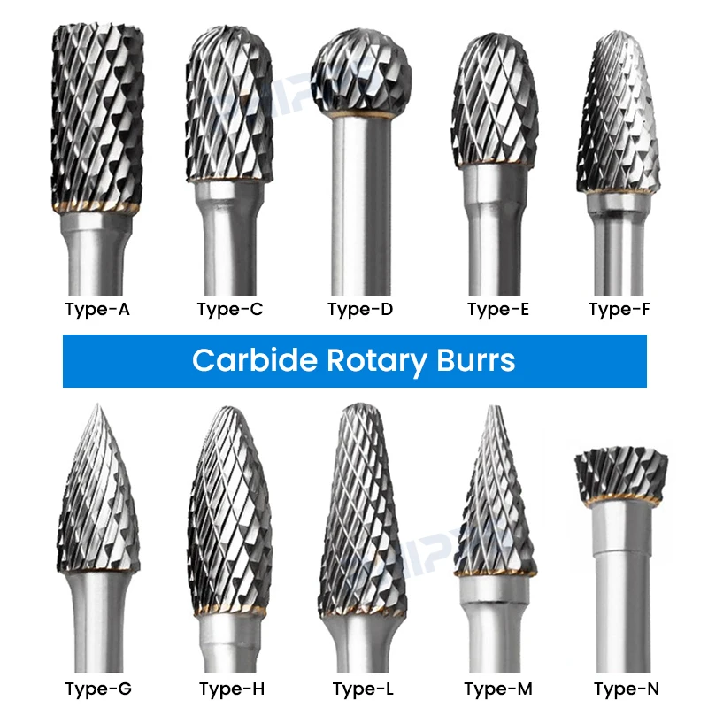 C type cylindrical grinding tungsten carbide  rotary burrs set cutter with end cut for wood carving and metal polishing