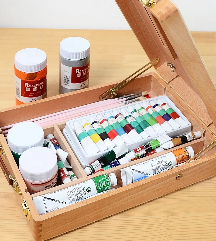 Hot Sale Artist Sketching Box Portable Desktop Storage Table Easel  Wooden