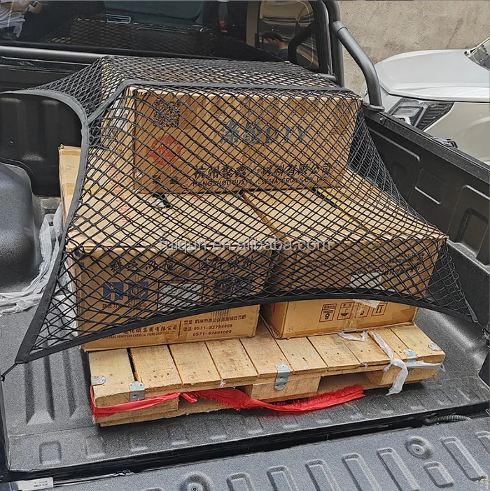 Premium Quality Adjustable Elastic Car Container Cargo Net Mesh for Pickup Truck Bed with Carabiner Hooks
