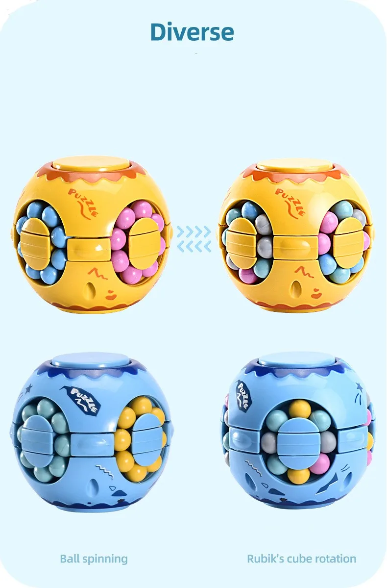 Hot sale Puzzle Ball Creative Rotating Magic Bean Hand Spinner Stress Relief Fidget Toys for Kids