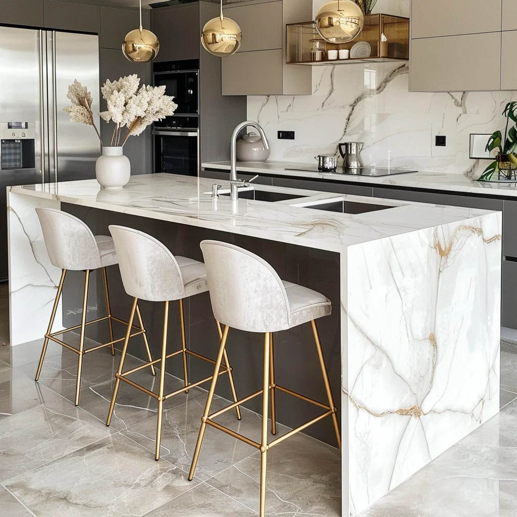 China Manufacture Kitchen Flannel Bar Stool Chair Metal Frame Velvet Bar Chair High Chair