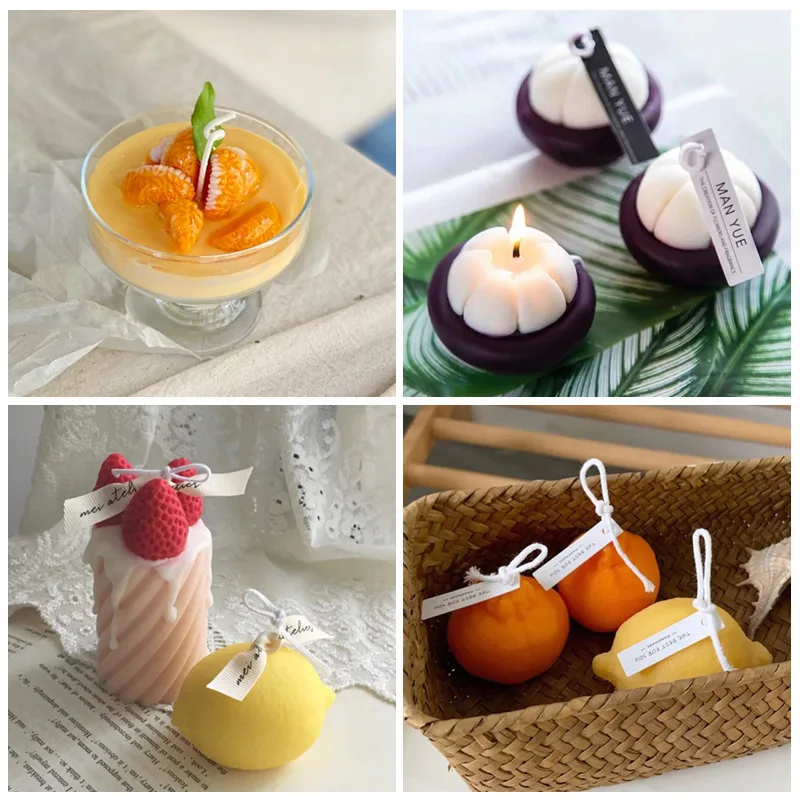 Fruit silicone mold strawberry banana blueberry mangosteen mango lemon orange diy chocolate cake candle mold