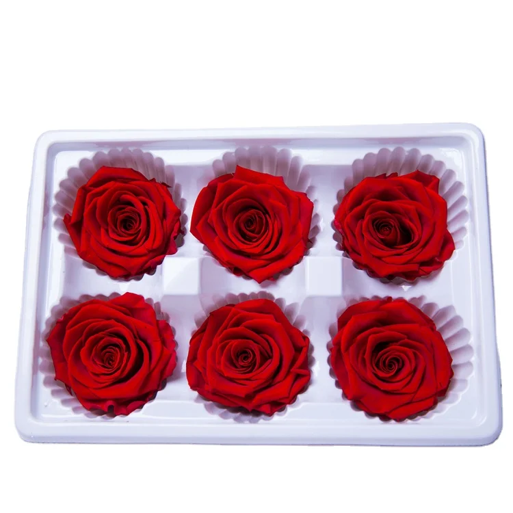 Wholesale Holiday Wedding Decor Handmade 5-6Cm Big Size Eternal Rose Bud  Flower Wall Preserved Rose Flower head