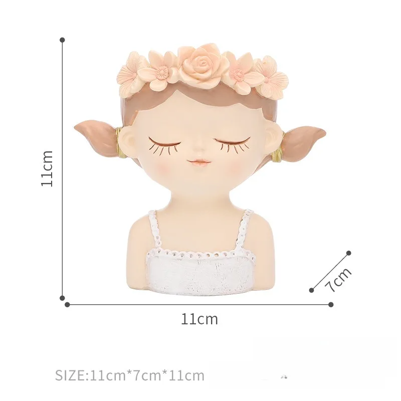 Home desktop Gardening landscape succulent resin creative flower pot Cute girl potted flower pot