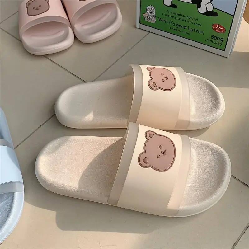XIXITIAO low price 2024 slippers slip resistant female flat slippers bear pink slippers for women